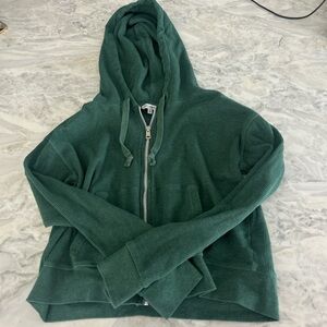 Lucky brand Green Hooded Zip-Up Sweater with pockets